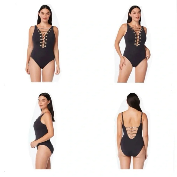 BleuRod Beattie Walk On The Wild Side Lace Down One Piece - Picture 1 of 12